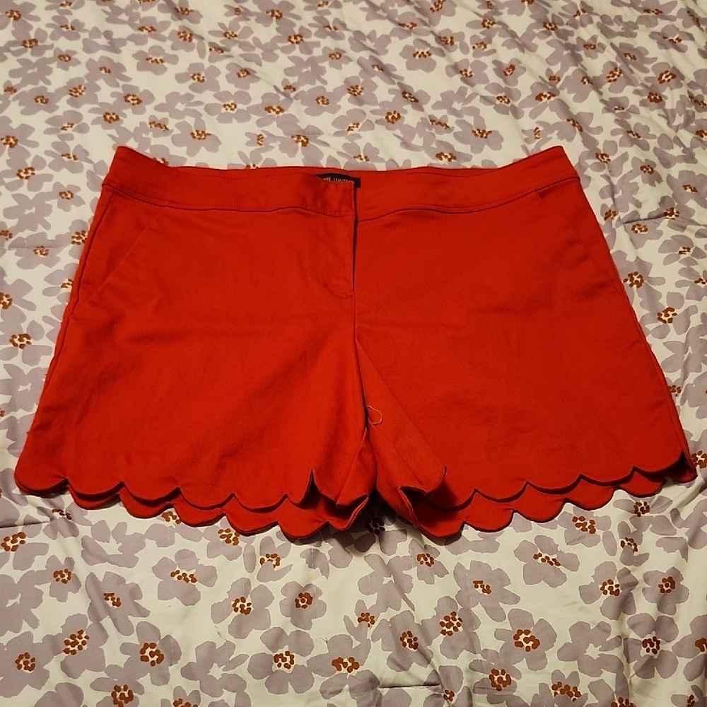 The Limited Red High Waist Scalloped Shorts